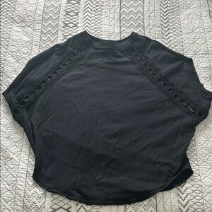 Free People Black Short Sleeve Top
